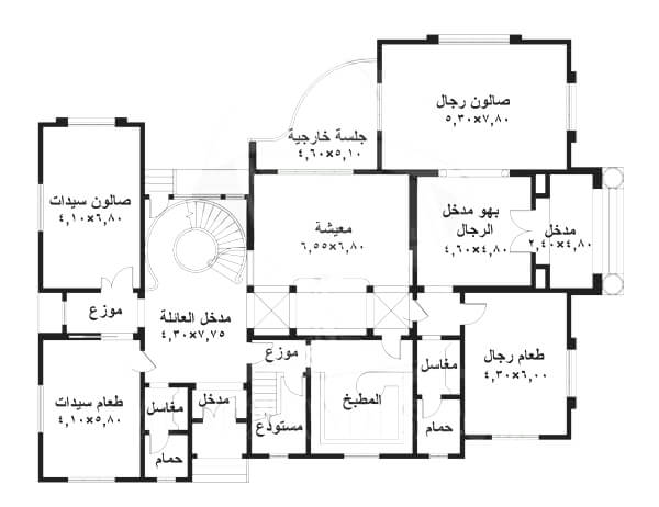 مخطط دور ارضي وشقتين - عزه و ثقه